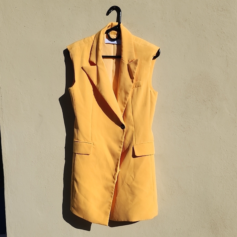 Bershka Bright Yellow Sleeveless Blazer Vest